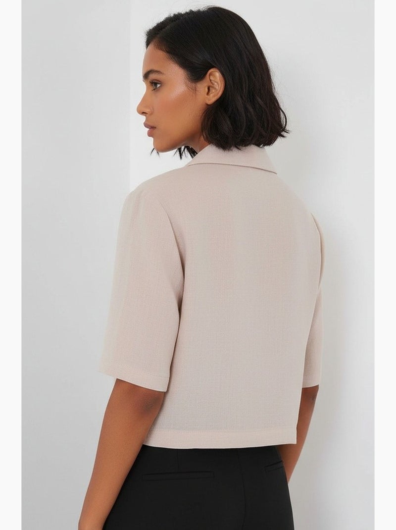 Chaqueta corta de lino bdart Beige arcilla - Kiabi