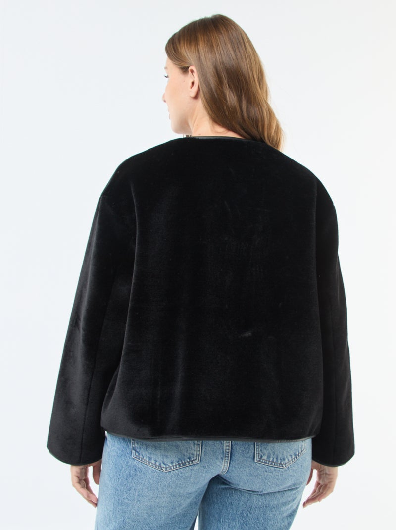 Chaqueta corta de piel sintética Negro - Kiabi