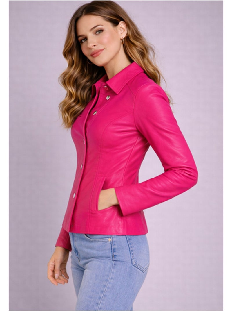 Chaqueta corta de polipiel Kebello Rosa - Kiabi