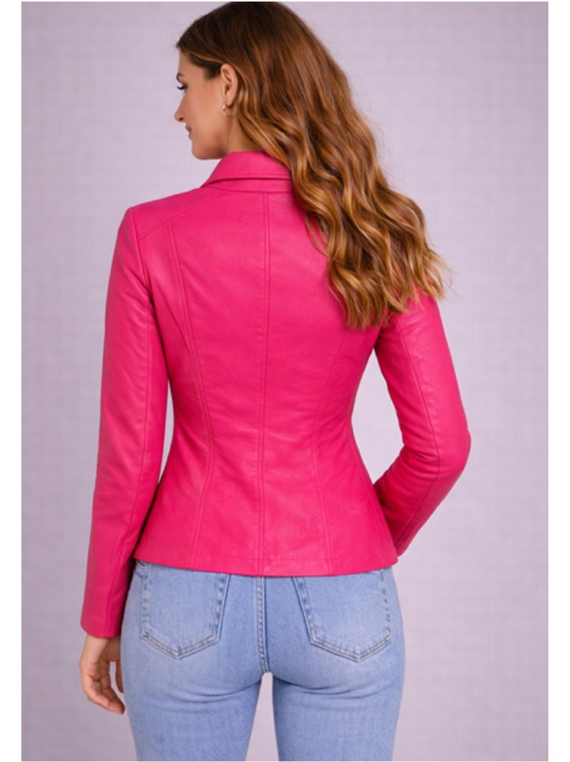 Chaqueta corta de polipiel Kebello Rosa - Kiabi