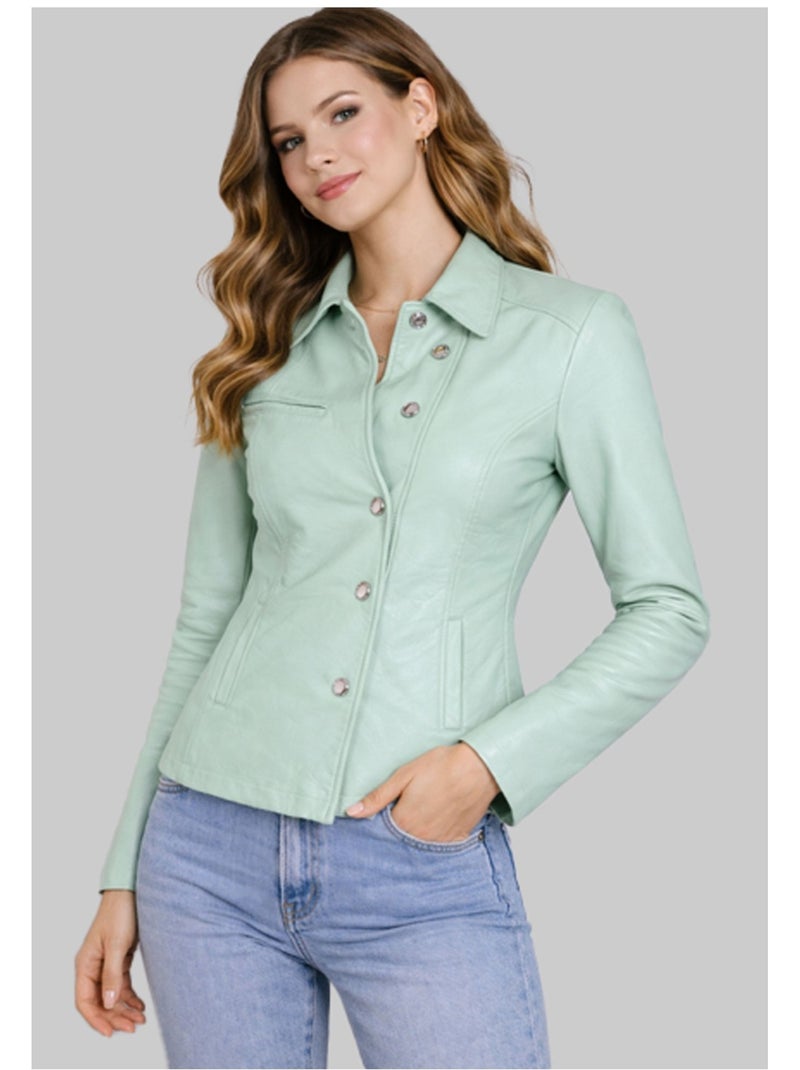Chaqueta corta de polipiel Kebello Verde - Kiabi