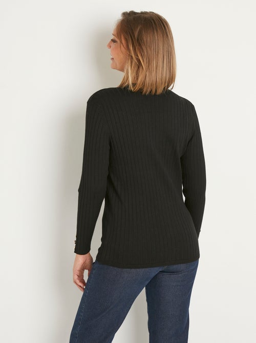 Chaqueta corta de punto acanalado con cuello en V y botones - Afibel - Kiabi