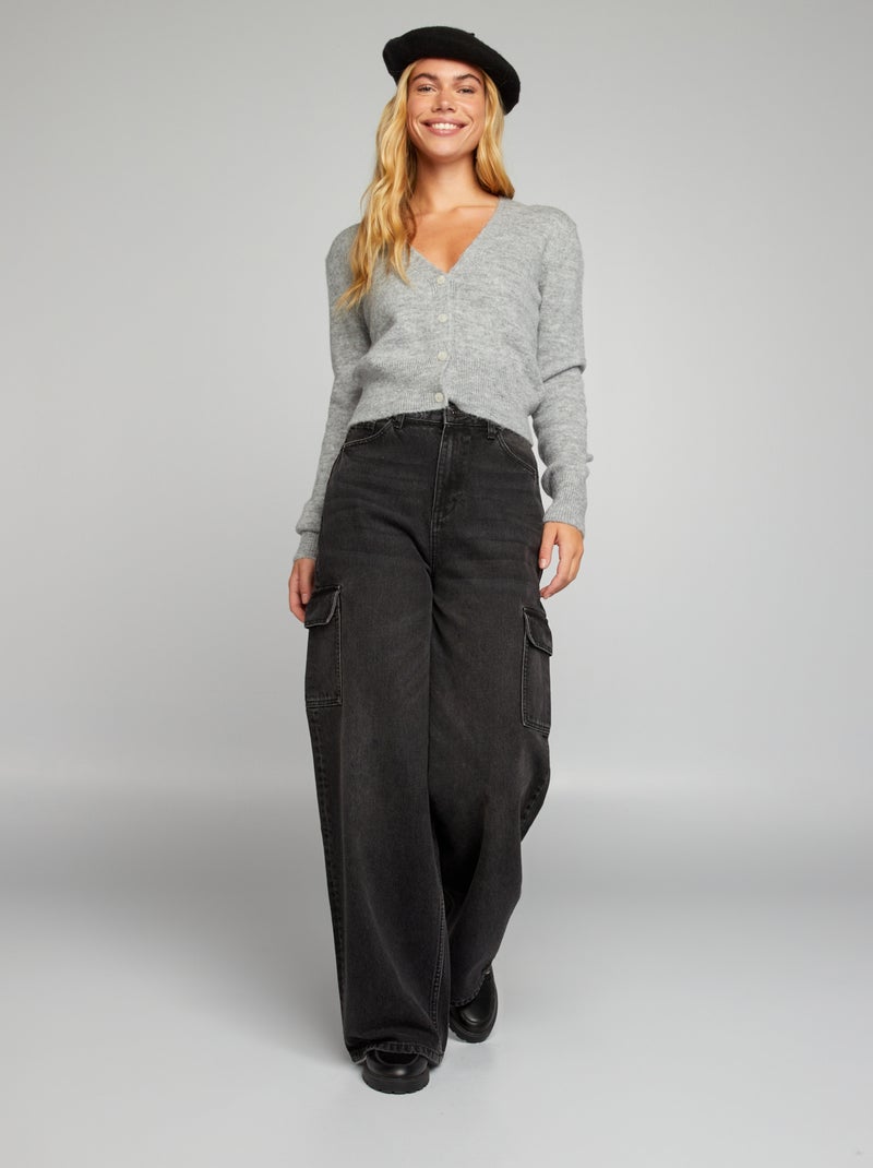 Chaqueta corta de punto fino GRIS - Kiabi