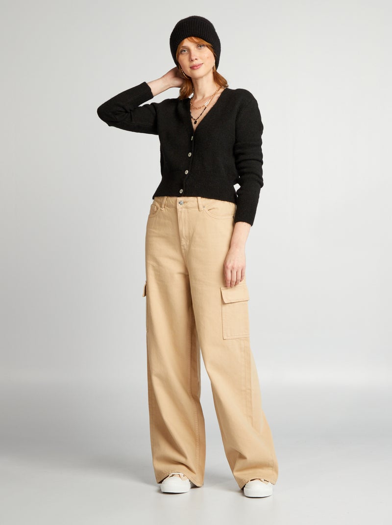 Chaqueta corta de punto fino NEGRO - Kiabi