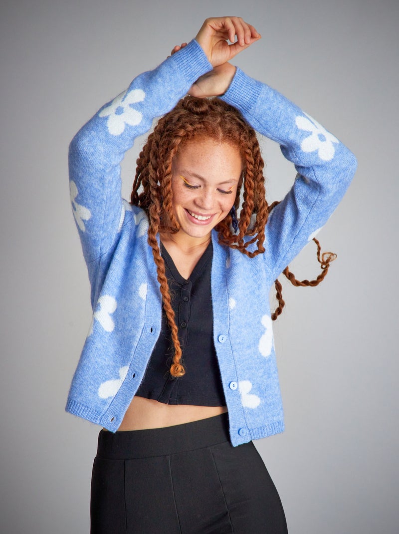 Chaqueta corta de punto suave estampada AZUL - Kiabi