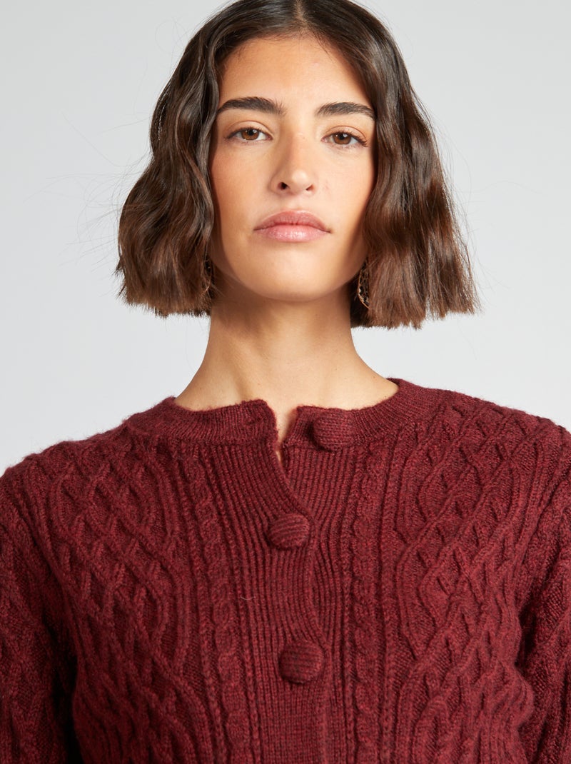 Chaqueta corta de punto trenzado ROJO - Kiabi