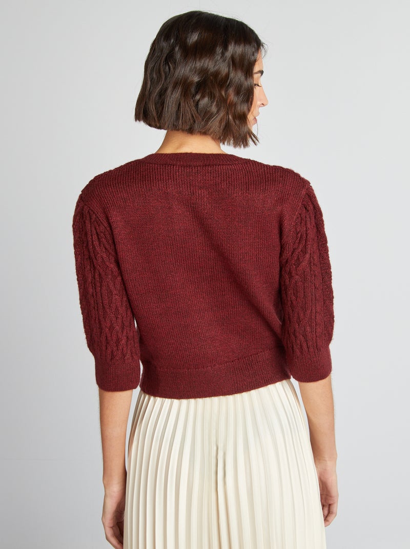 Chaqueta corta de punto trenzado ROJO - Kiabi
