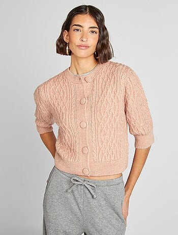 Chaqueta corta de punto trenzado