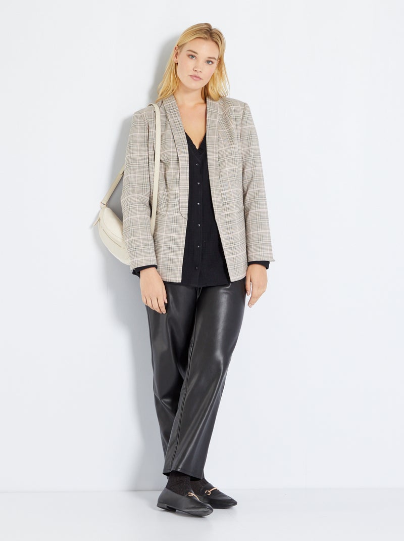 Chaqueta corta de sastre a cuadros negro/blanco - Kiabi