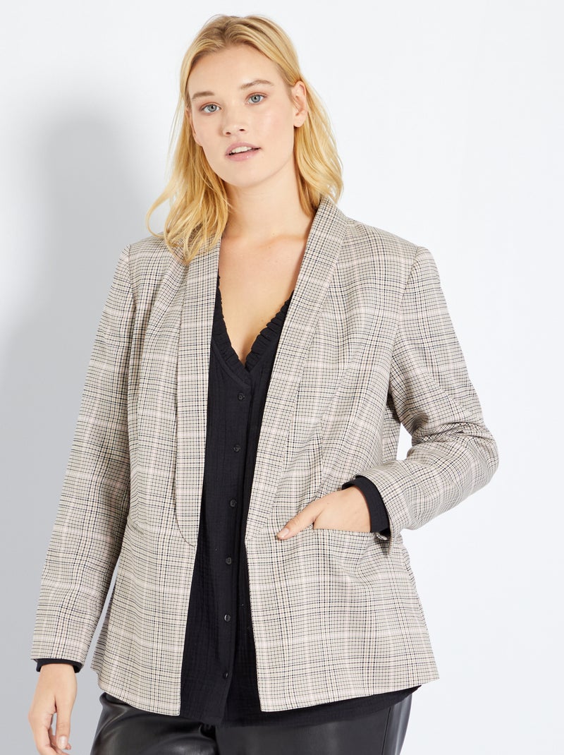 Chaqueta corta de sastre a cuadros negro/blanco - Kiabi