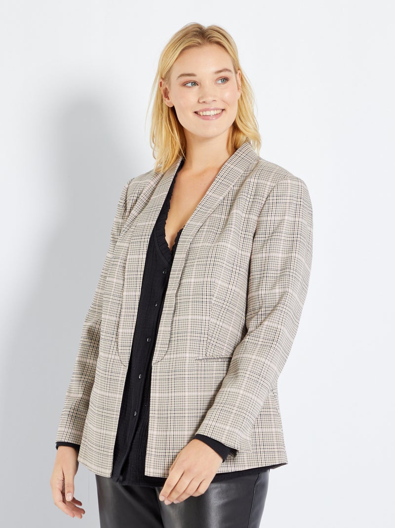 Chaqueta corta de sastre a cuadros negro/blanco - Kiabi