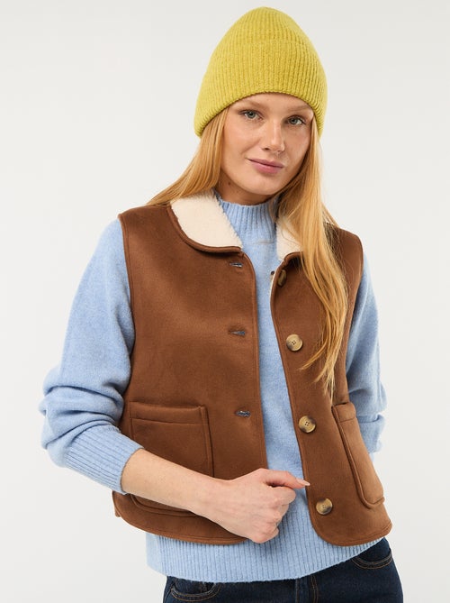 Chaqueta corta efecto borreguito sin mangas - Kiabi