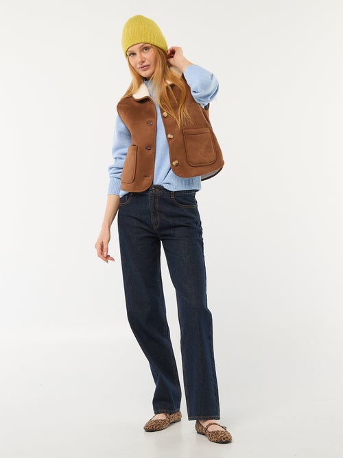 Chaqueta corta efecto borreguito sin mangas - Kiabi