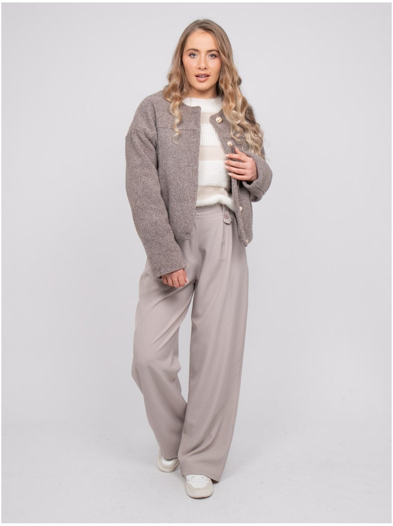 Chaqueta corta efecto lana con botones dorados uwari Gris - Kiabi