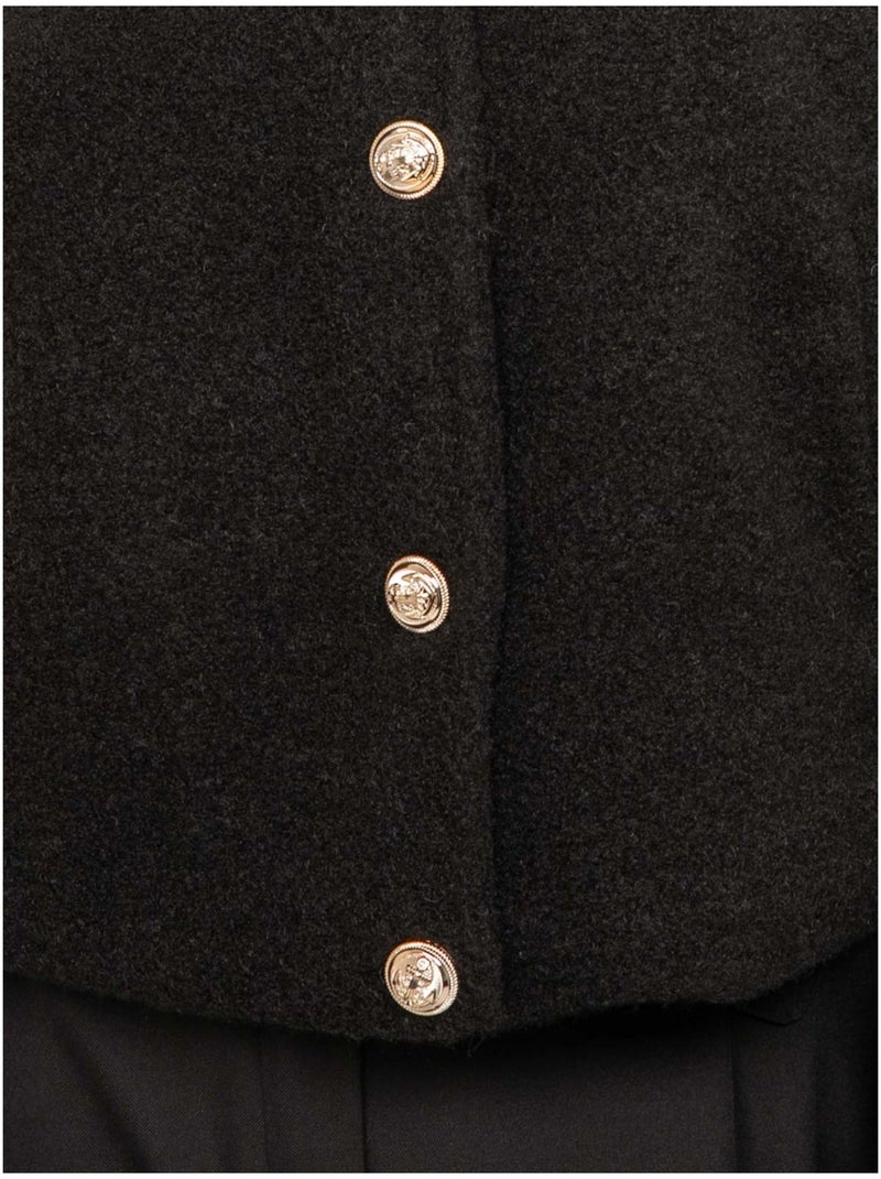 Chaqueta corta efecto lana con botones dorados uwari Negro - Kiabi