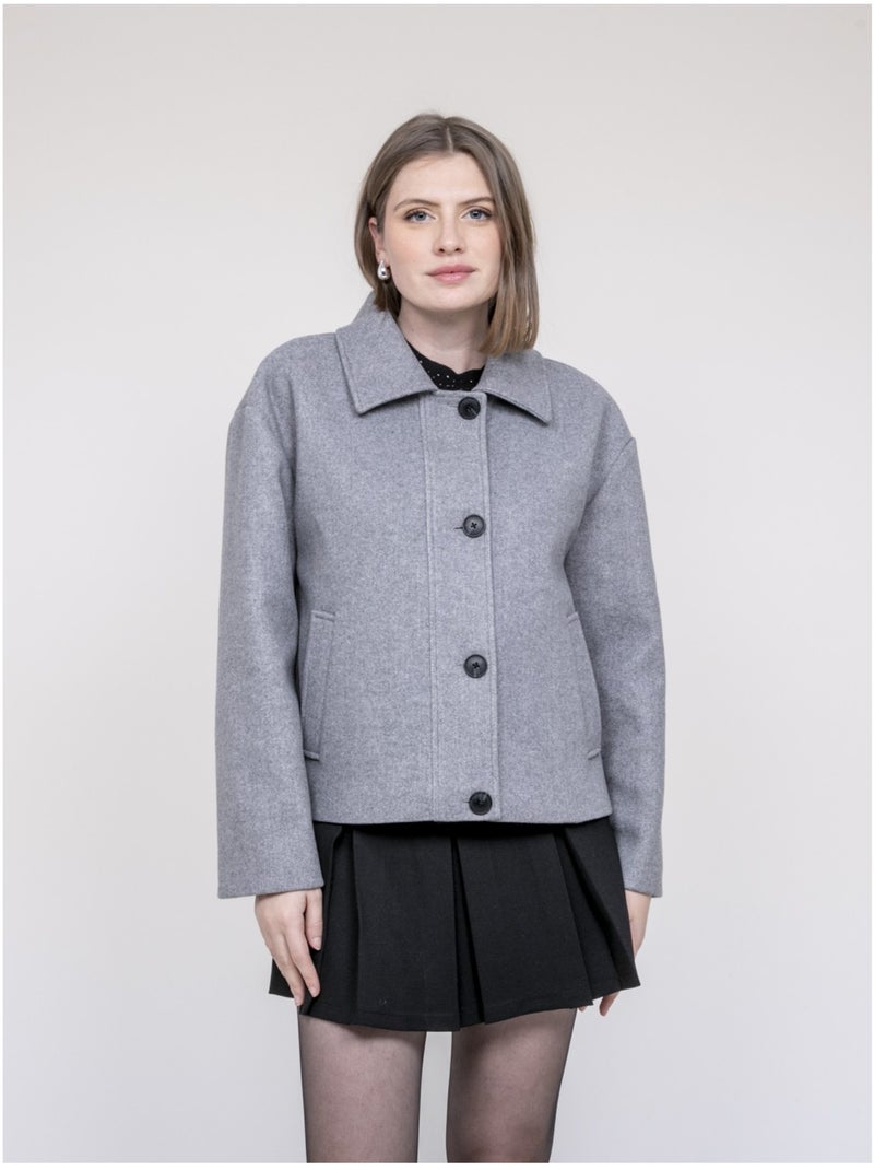Chaqueta corta efecto lana UPARLIE Azul marino - Kiabi