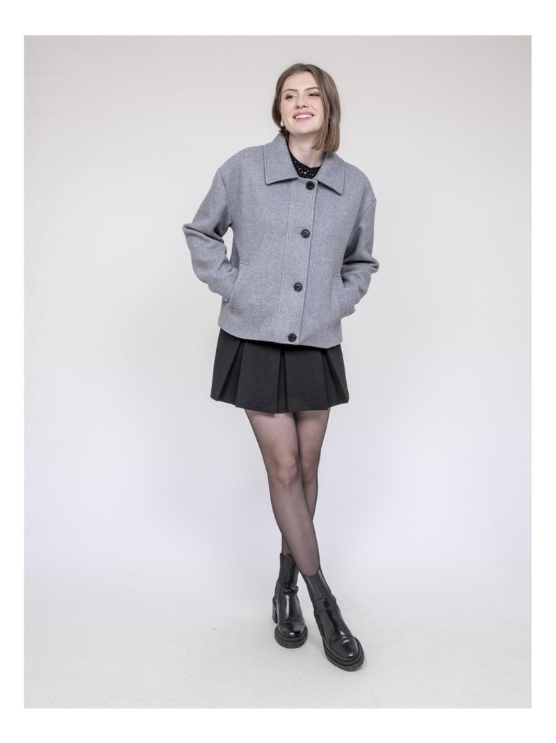 Chaqueta corta efecto lana UPARLIE Gris - Kiabi