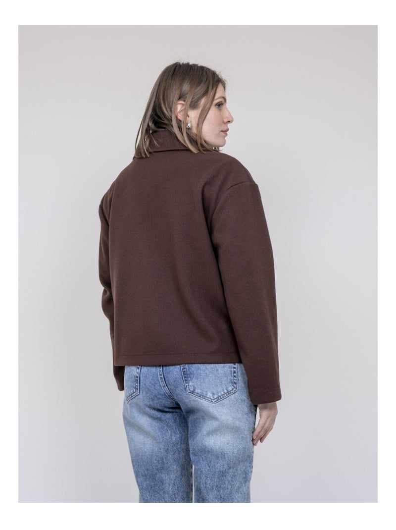 Chaqueta corta efecto lana UPARLIE Marrón - Kiabi