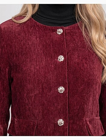 Chaqueta corta efecto terciopelo con botones joya uxelle