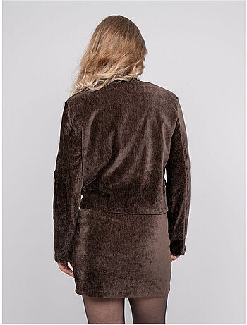 Chaqueta corta efecto terciopelo con botones joya uxelle