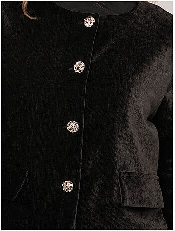 Chaqueta corta efecto terciopelo con botones joya uxelle