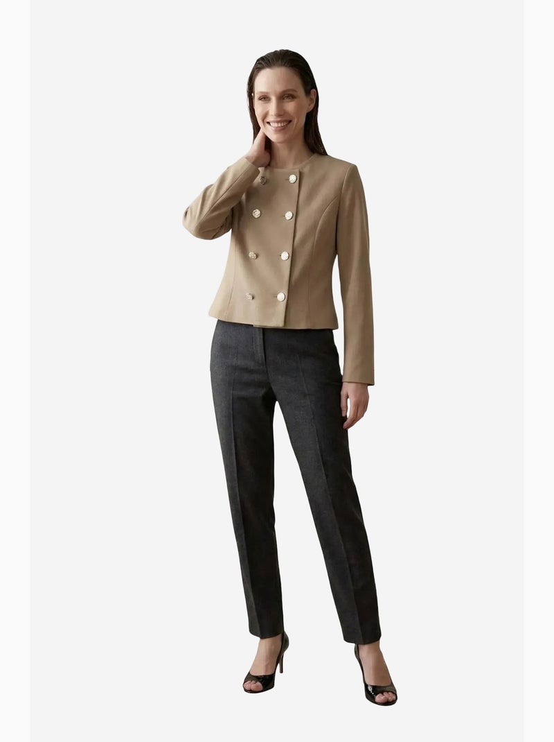 Chaqueta corta entallada de tweed con botones my fashion Camel - Kiabi