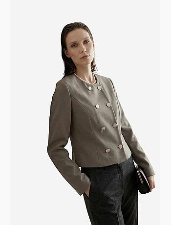 Chaqueta corta entallada de tweed con botones my fashion