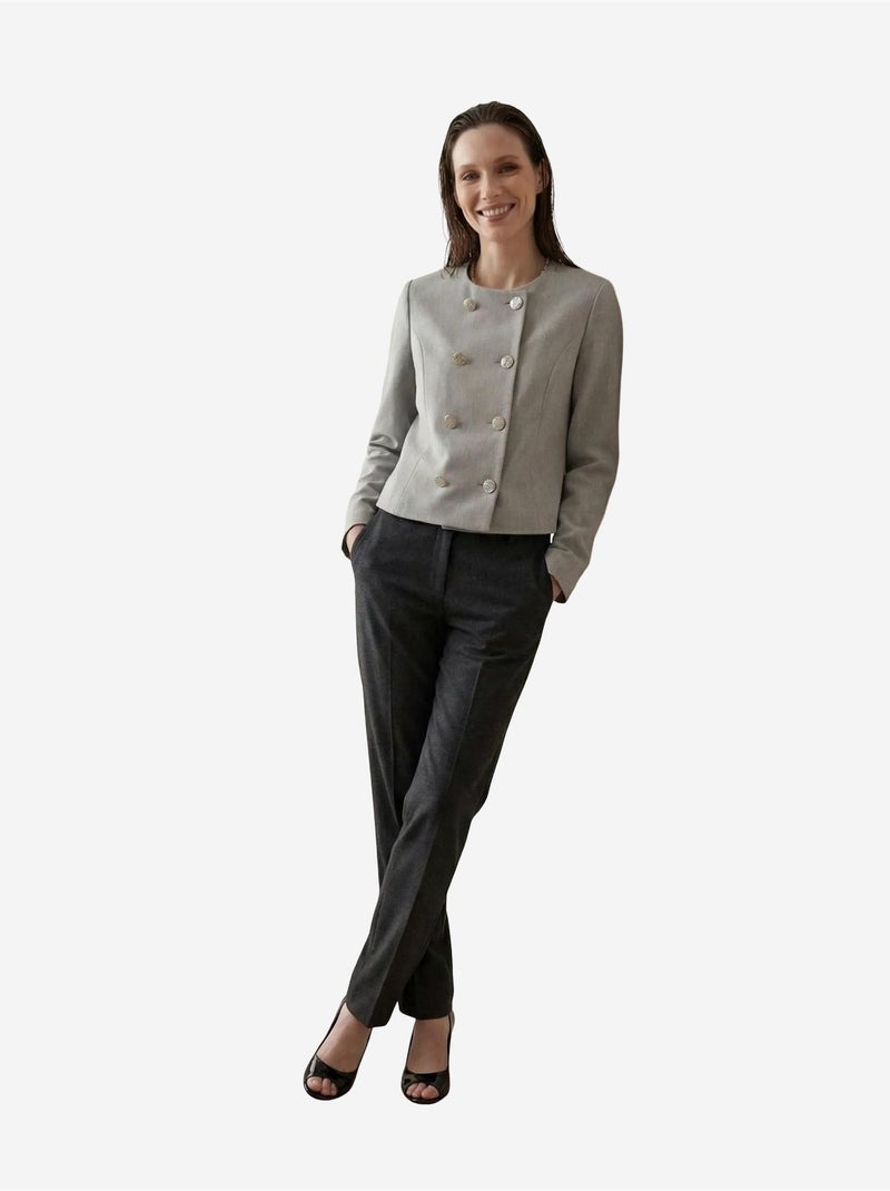 Chaqueta corta entallada de tweed con botones my fashion Gris - Kiabi
