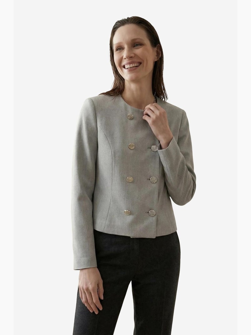 Chaqueta corta entallada de tweed con botones my fashion Gris - Kiabi