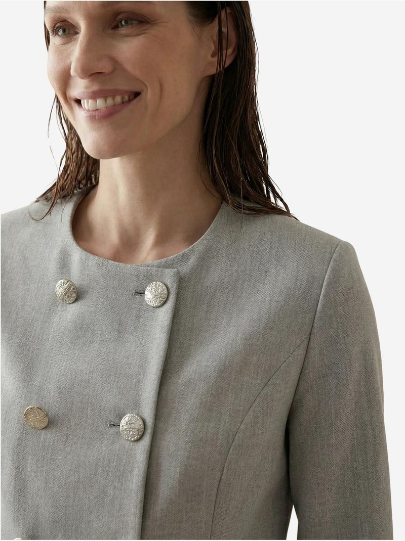 Chaqueta corta entallada de tweed con botones my fashion Gris - Kiabi