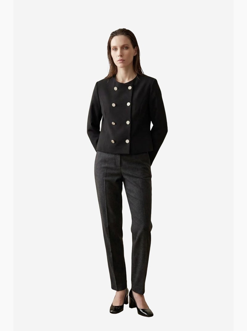 Chaqueta corta entallada de tweed con botones my fashion Negro - Kiabi