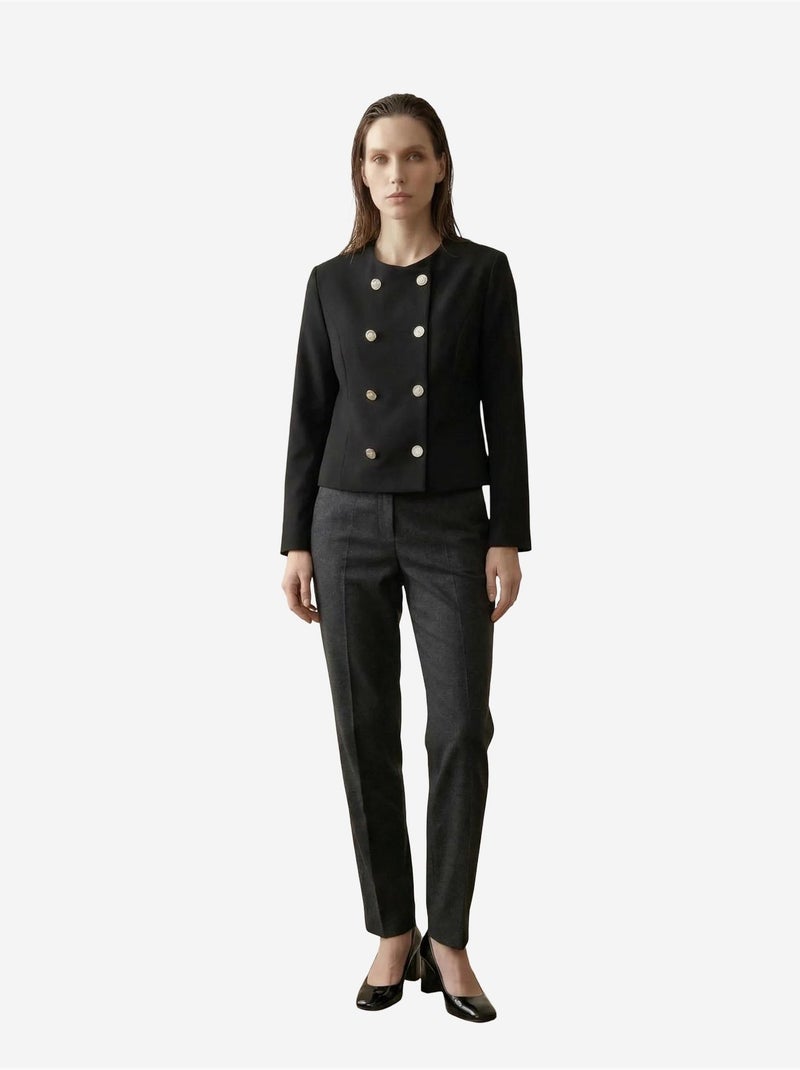 Chaqueta corta entallada de tweed con botones my fashion Negro - Kiabi