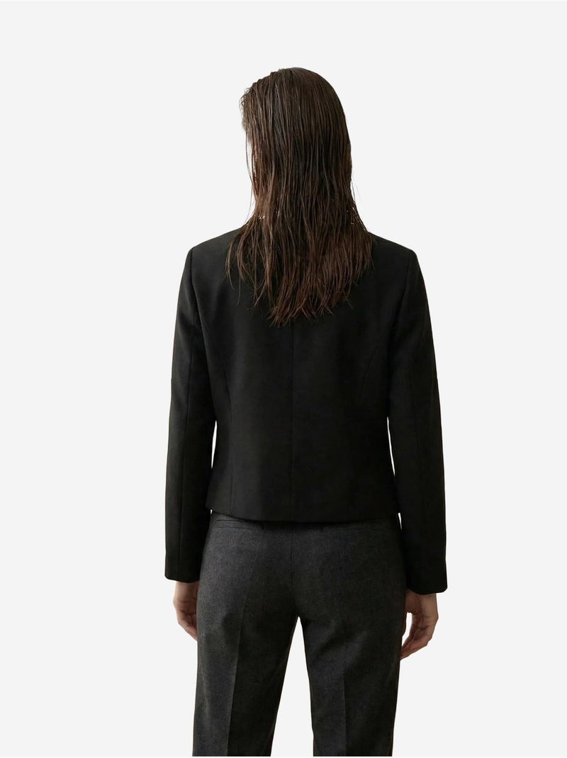 Chaqueta corta entallada de tweed con botones my fashion Negro - Kiabi