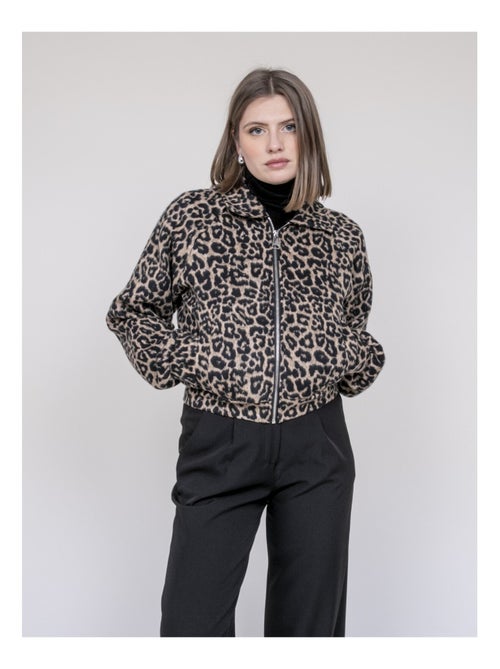 Chaqueta corta estampado leopardo UMADIE - Kiabi