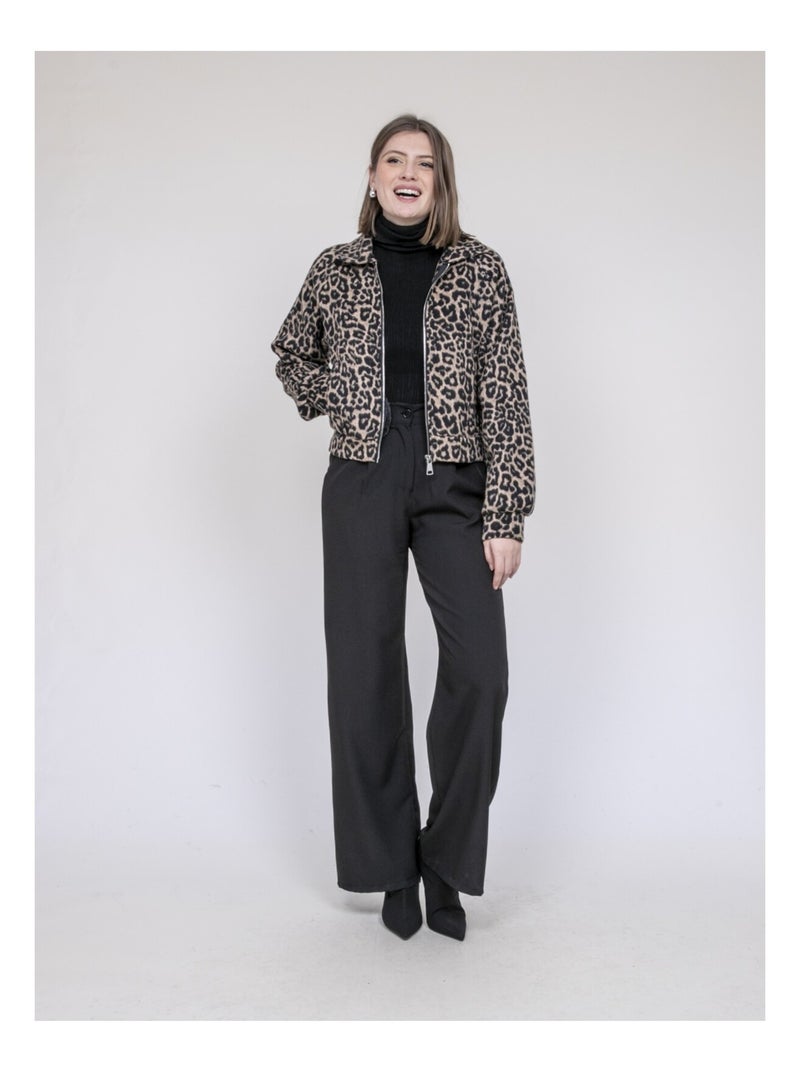 Chaqueta corta estampado leopardo UMADIE Marrón - Kiabi