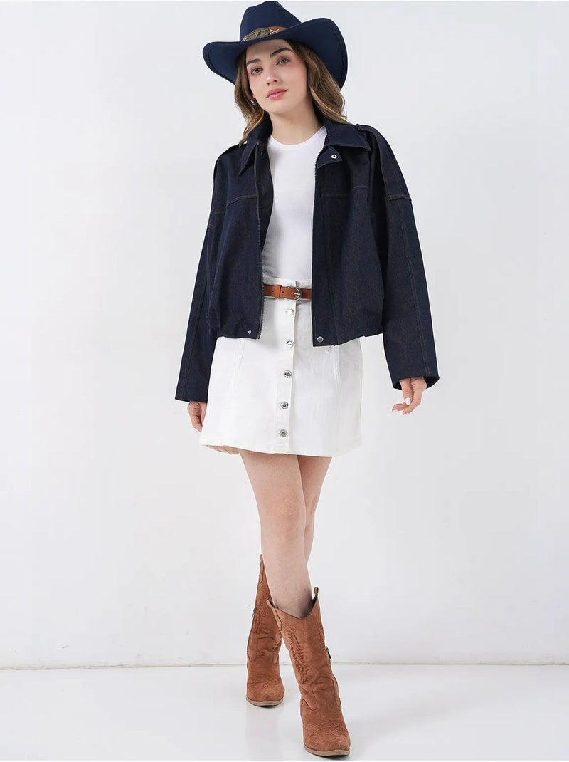 Chaqueta corta extragrande con cremallera y bolsillo bdart Azul marino - Kiabi