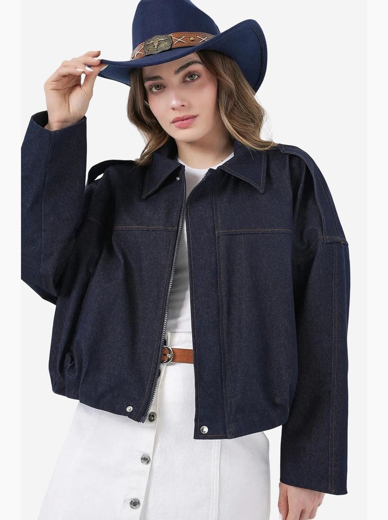Chaqueta corta extragrande con cremallera y bolsillo bdart Azul marino - Kiabi