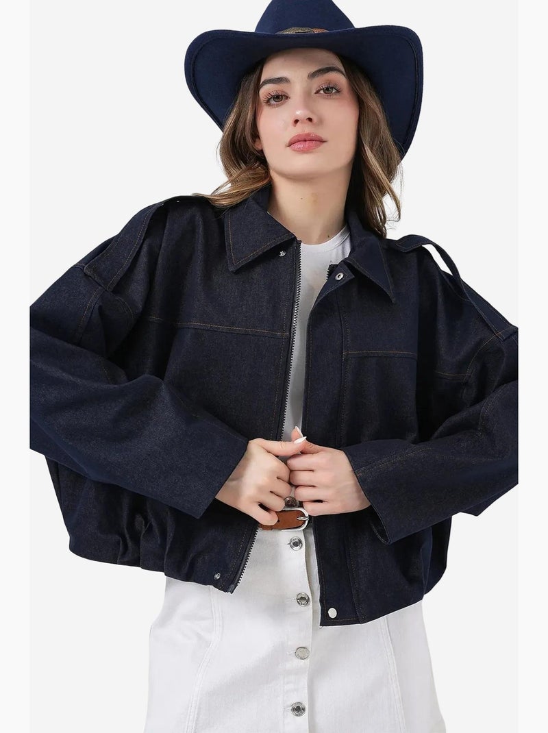 Chaqueta corta extragrande con cremallera y bolsillo bdart Azul marino - Kiabi
