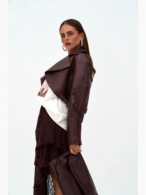Chaqueta corta holgada de piel sintética desgastada mai mai studios - Kiabi