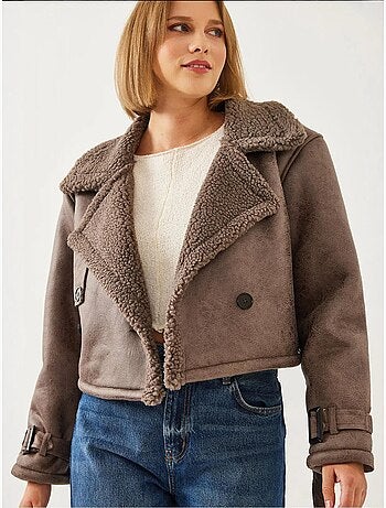 Chaqueta corta laminada con detalles aller de bianco lucci