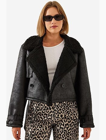 Chaqueta corta laminada con detalles aller lucci