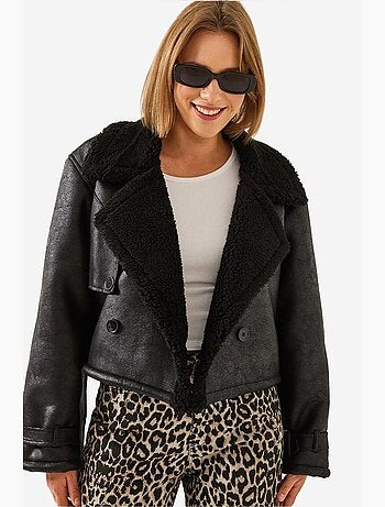 Chaqueta corta laminada con detalles aller lucci