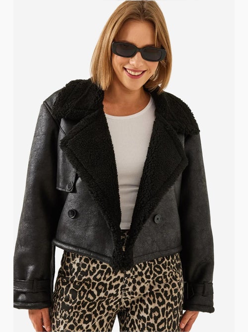 Chaqueta corta laminada con detalles aller lucci - Kiabi