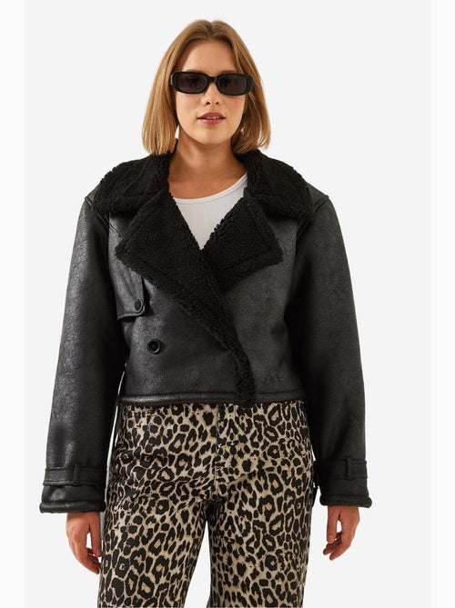 Chaqueta corta laminada con detalles aller lucci - Kiabi