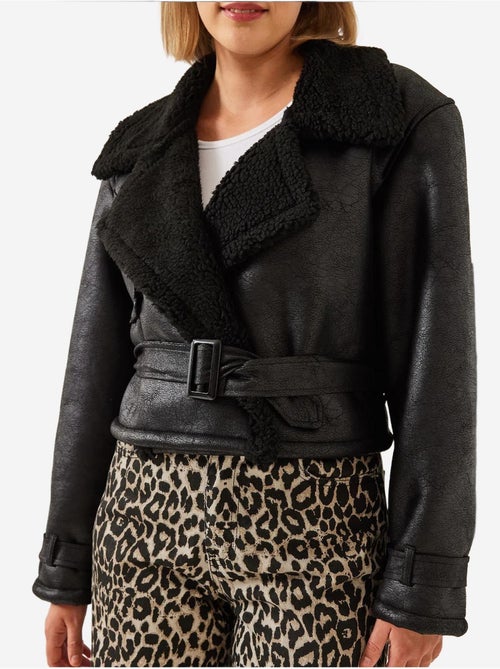 Chaqueta corta laminada con detalles aller lucci - Kiabi