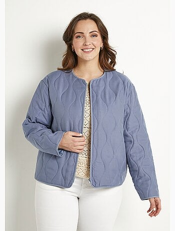 Chaqueta corta lisa acolchada con cremallera y cuello redondo - Afibel