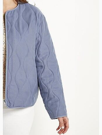 Chaqueta corta lisa acolchada con cremallera y cuello redondo - Afibel