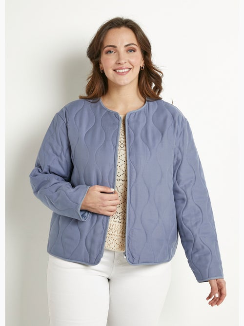 Chaqueta corta lisa acolchada con cremallera y cuello redondo - Afibel - Kiabi