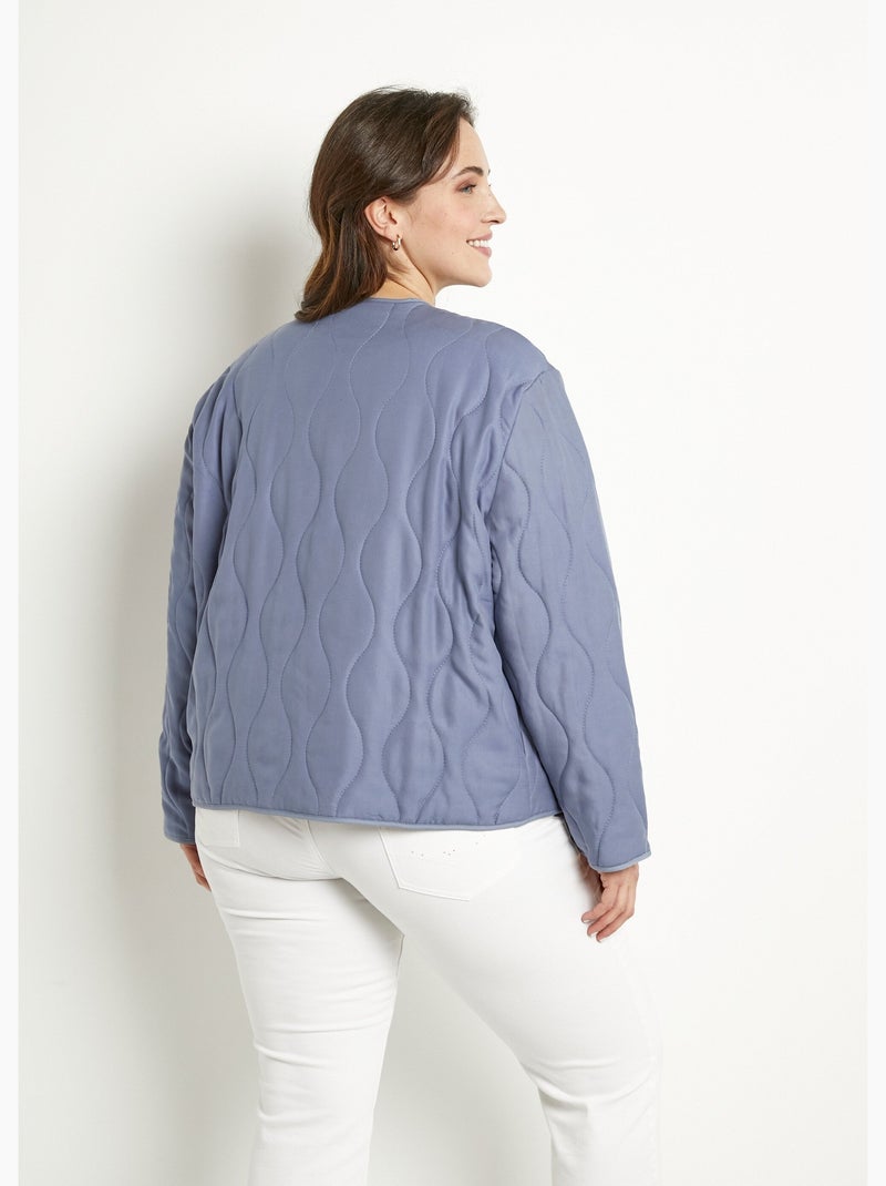 Chaqueta corta lisa acolchada con cremallera y cuello redondo - Afibel Azul vaquero - Kiabi
