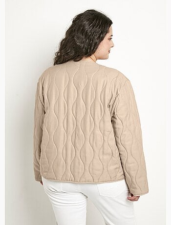 Chaqueta corta lisa acolchada con cremallera y cuello redondo - Afibel